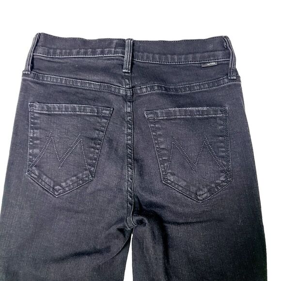 MOTHER The Mid Rise Dazzler Ankle Jeans 24 Black Not Guilty Stretch Pocket Denim - Picture 2 of 10
